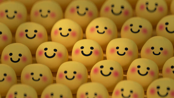 istock Lots of happy smiley faces 3D render 2058403923