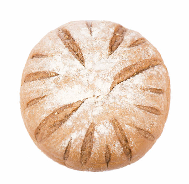 istock Traditional homemade round bread isolated on a white background 2058425199