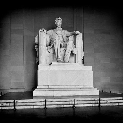 Statue of Abraham Lincoln at the Lincoln Memorial in Washington DC
