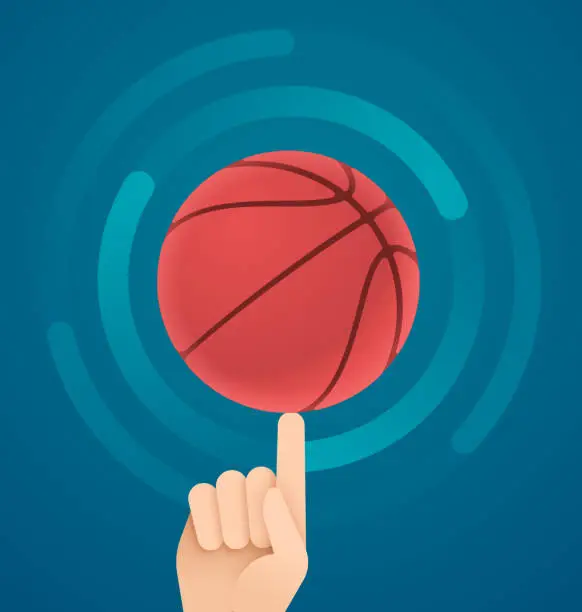 Vector illustration of Finger Spinning Basketball
