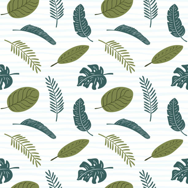 palm leaves seamless pattern - pattern coconut palm tree frond textile点のイラスト素材／クリップアート素材／マンガ素材／アイコン素材
