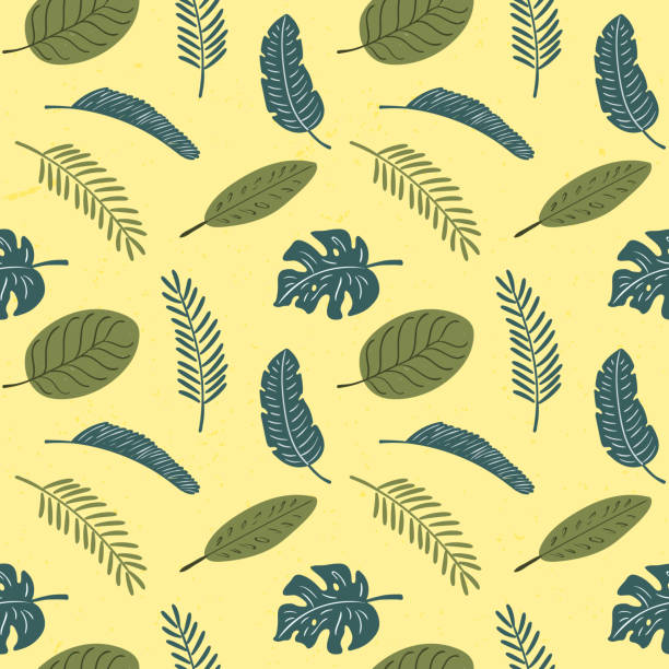 ilustrações, clipart, desenhos animados e ícones de palm leaves seamless pattern - pattern coconut palm tree frond textile