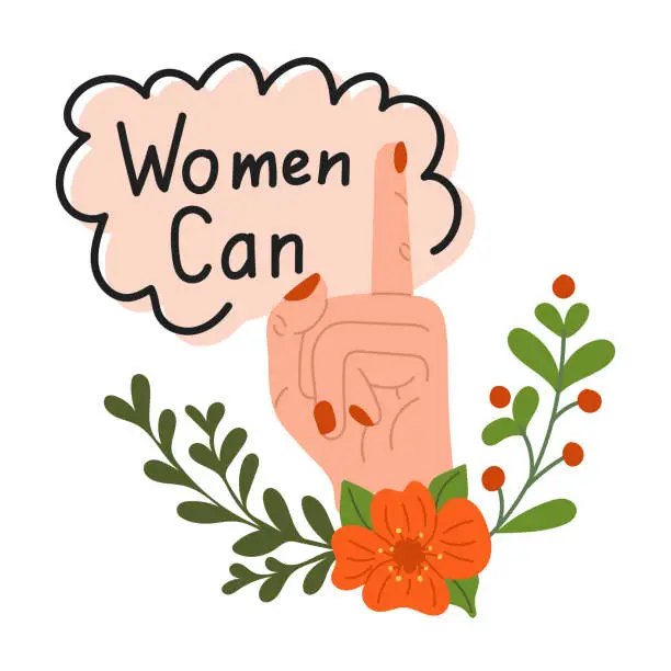 Vector illustration of Feminist slogan Women can illustration. Poster