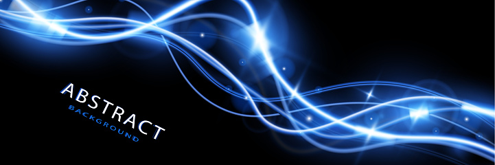 Light blue trail wave vector.Glowing smooth curved lines.Laser wave,glowing light effect,blue trail.