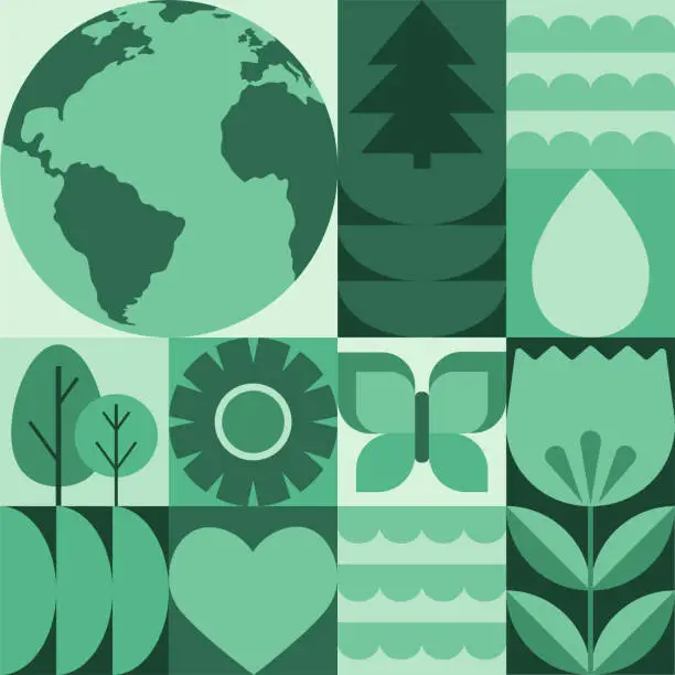 Vector illustration of Geometric nature background. World Environment Day concept.