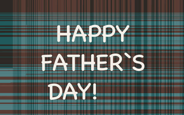 Happy fathers day text on a blue-brown checkered background