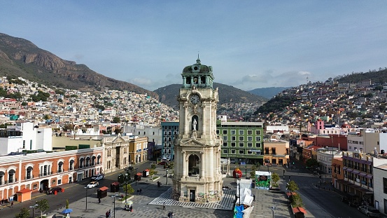 The famous watchtower is located at  the center of Pachuca, know as mining town.