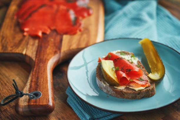 Classic Gravadlax Salmon on Toasted Bread