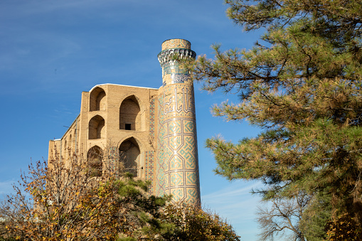 historical building in Central Asia from a long distance View in Autumn season