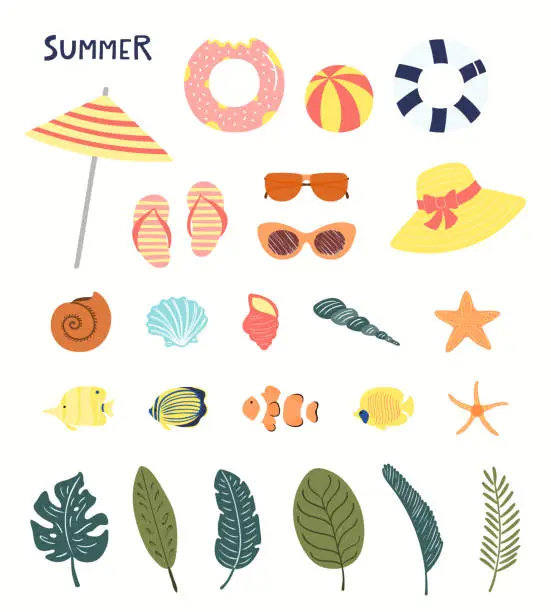 Vector illustration of Summer elements set