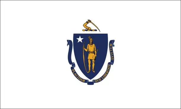Vector illustration of Flag of the U.S. state of Massachusetts