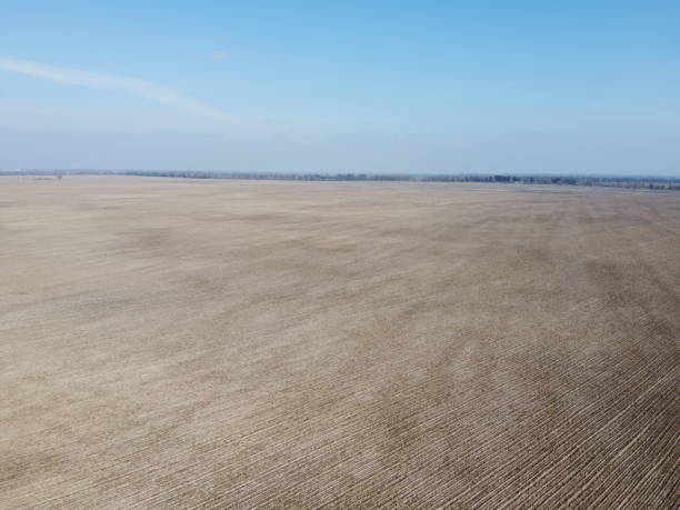 istock Agricultural fields on a sunny spring day, aerial view. Landscape. Blue sky over the fields. 2058628745
