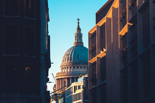 St Pauls Cathedral in London in the evening sky