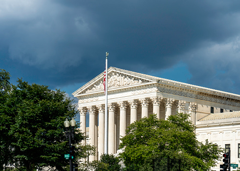 The Supreme Court Building in Washington DC. It is the highest court in the United States and determines the law of the land.