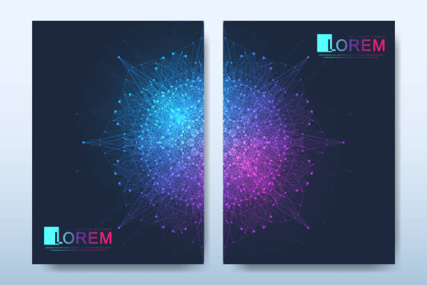 Minimal poster or cover with fractal gradient shapes. Quantum technology concept. Artificial Intelligence. Blockchain technology. Big Data Visualization. Futuristic vector Minimal poster or cover with fractal gradient shapes. Quantum technology concept. Artificial Intelligence. Blockchain technology. Big Data Visualization. Futuristic vector. probiotic pattern stock illustrations