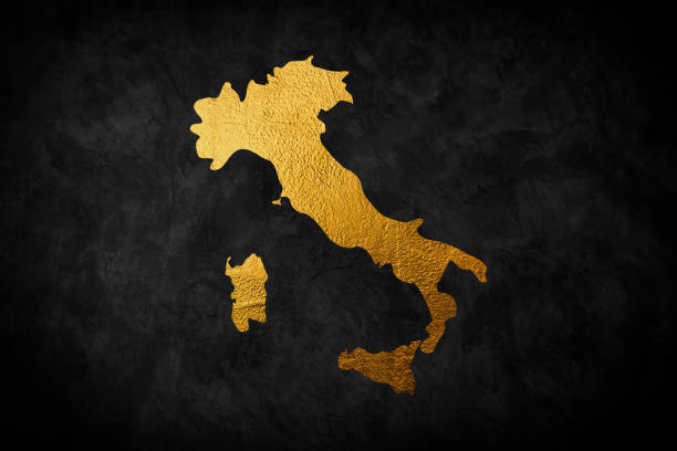 Golden sign. Gold maps or symbols. Isolated textured golden logo on dark background.