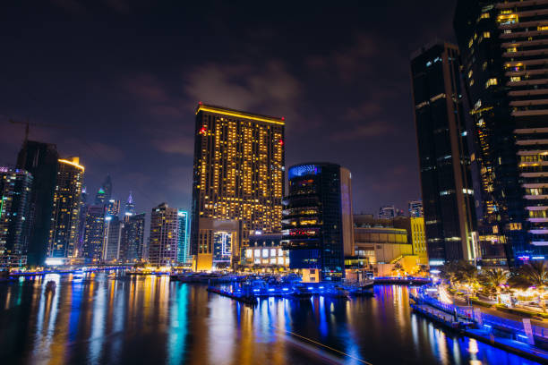 istock Long Exposure of Night Time at Dubai Marina 2058663853