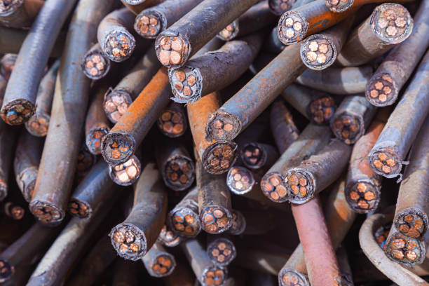 istock A bunch of old copper cables in a plastic sheath. Front view. 2058669810