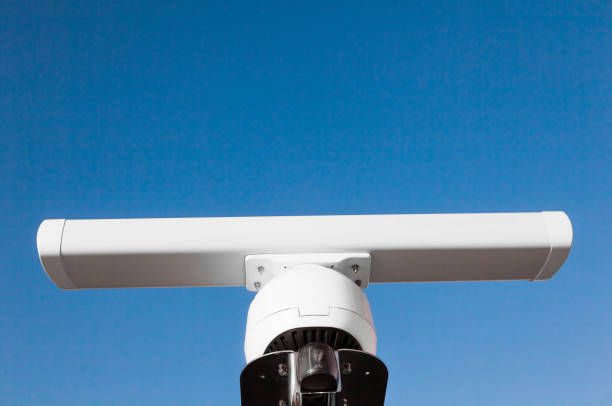 istock Large yacht mast with navigation equipment, bottom view. Radar equipment. 2058669824