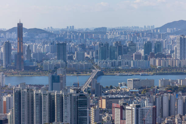 beautiful seoul city and han river in south korea.