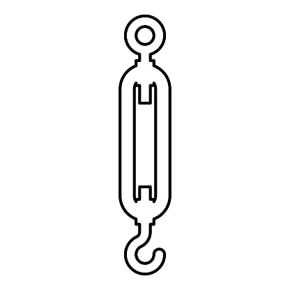 Turnbuckle tensioning wire concept hardware contour outline line icon black color vector illustration image thin flat style simple