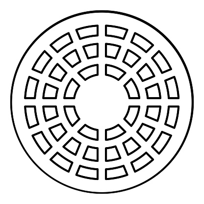 Sewer hatch manhole cover contour outline line icon black color vector illustration image thin flat style simple