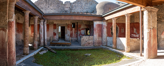 Yard in a typical Roman villa of the ancient Pompeii, Southern Italy