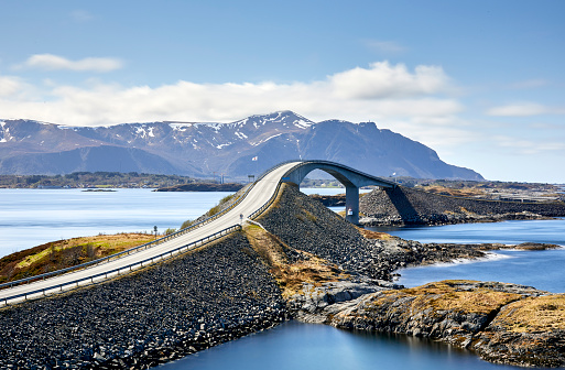 Norwegian landscape with famous Atlantic Road bridge