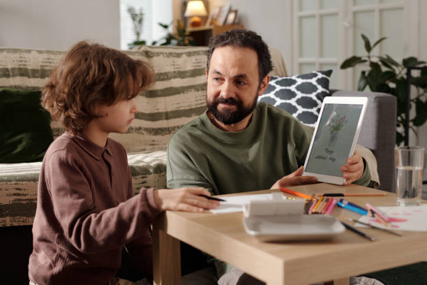 istock Showing example of greeting card to son 2058743795