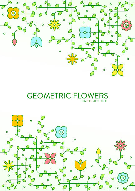 Abstract Geometric Flower Spring Poster Template Background - ilustração de arte vetorial