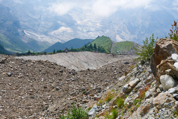 A glacier moraine on the italian side of Monte Rosa. Pennine Alps. Anzasca Valley. Macugnaga Municipality. Piedmont. Italy.
