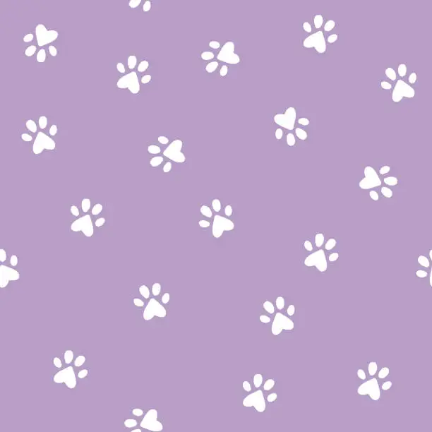 Vector illustration of Cat little paws seamless pattern
