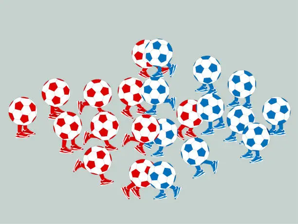 Vector illustration of Red vs Blue football