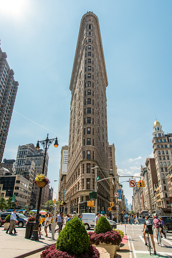 Famous Flatiron skyscraper in New York City, USA