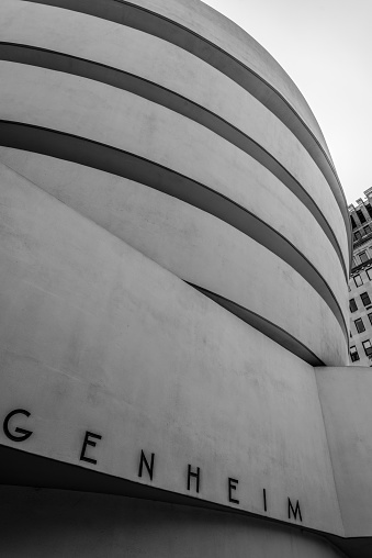 Entrance of the famous Guggenheim museum in New York City, USA