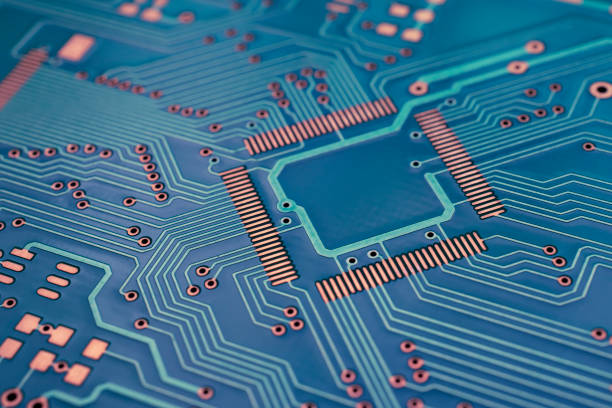 istock blue printed circuit. layout of tracks. 2058833514