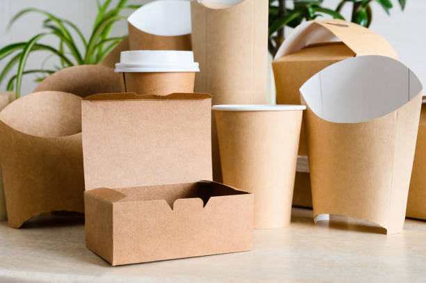 istock Empty new paper food container. Food packaging made from recycled materials. 2058839384