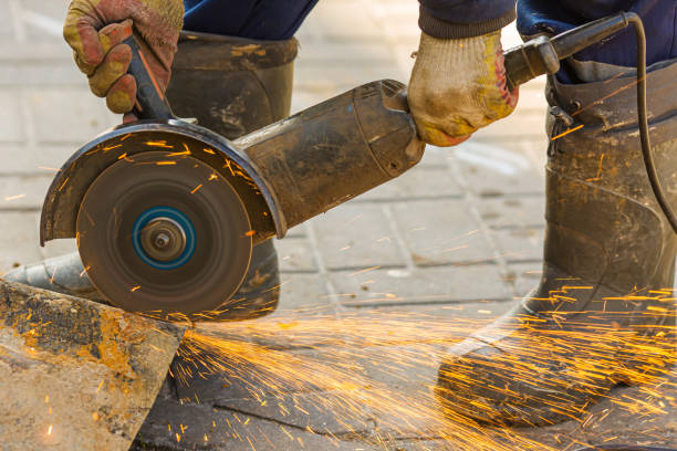 Angle grinding machine. Metal cutting saw