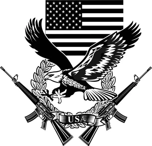 Vector illustration of Eagle and rifle