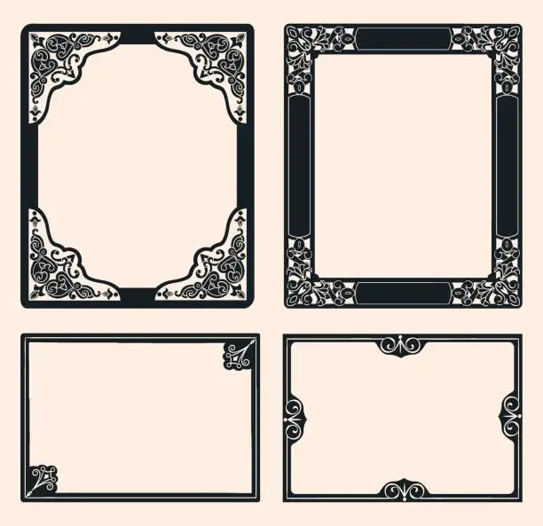 Vector illustration of Set of decorative rectangular frames