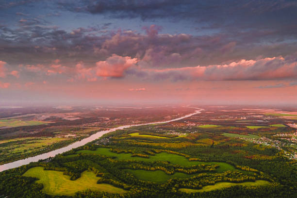 Sunset sky drone photography.