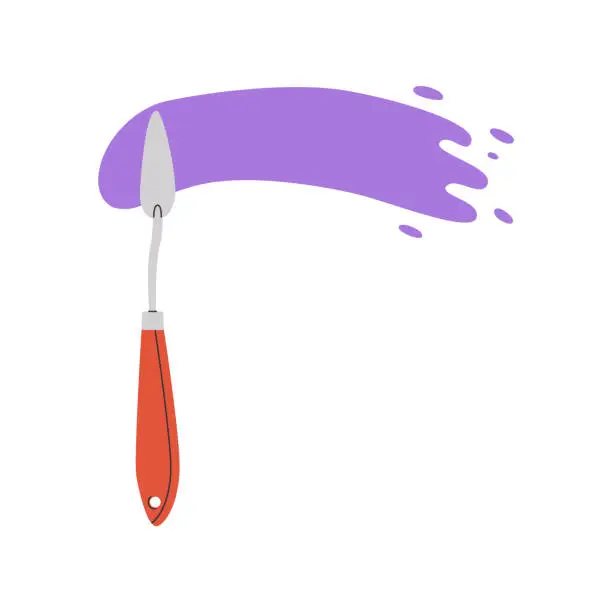 Vector illustration of Palette knife with stripe of paint