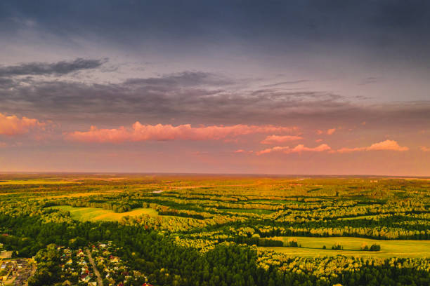 Sunset sky drone photography.