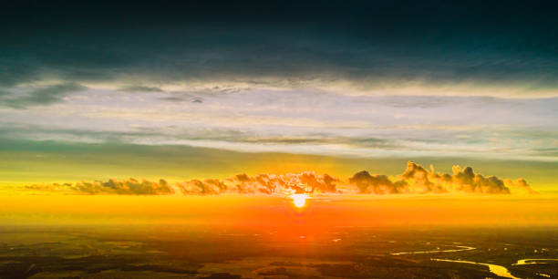 Sunset sky drone photography.
