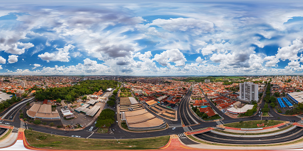 Panoramic aerial view of the city from the intersection between Avenidas Capitão Salomão and Meira Junior - drone view