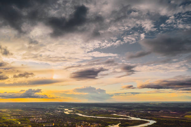 Sunset sky drone photography.
