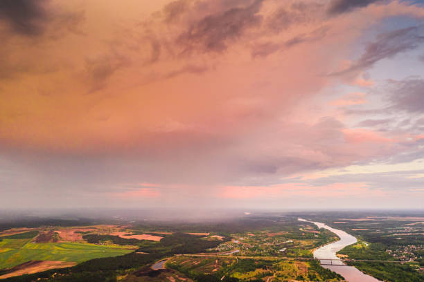 istock Sunset sky drone photography. Sustainability. Evening landscape 2058973598