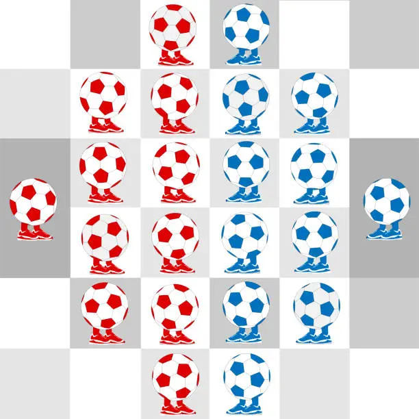 Vector illustration of Red vs Blue football match