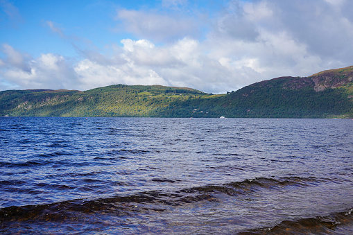 View over Loch Ness in Scotland. It is the largest lake by volume in Great Britain.