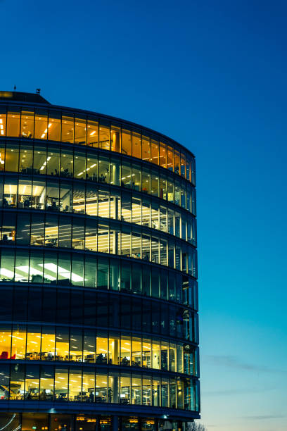 Illuminated office buildings in London at Night